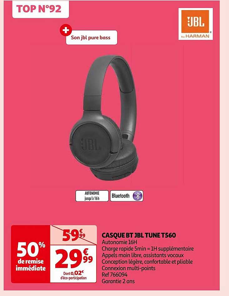 casque bt jbl tune t560
