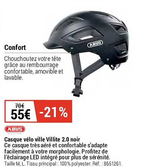 casque vélo ville villite 2.0 noir abus