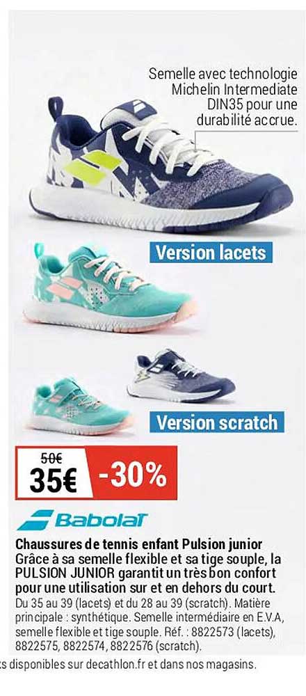 chaussures de tennis enfant pulsion junior babolar