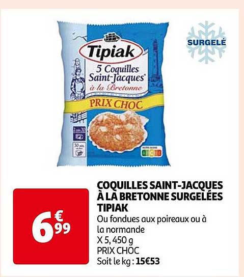 coquilles saint-jacques à la bretonne surgelées tipiak