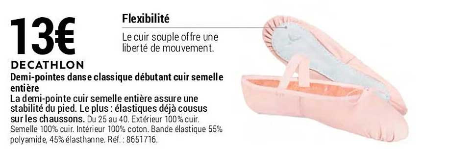 demi-pointes danse classique débutant cuir semelle entière decathlon