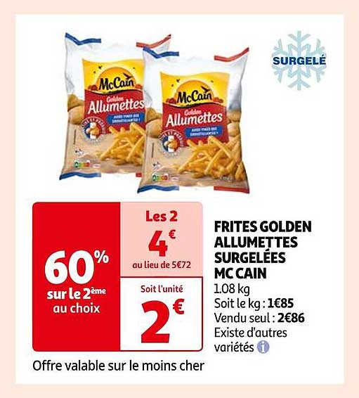 frites golden allumettes surgelées mc cain