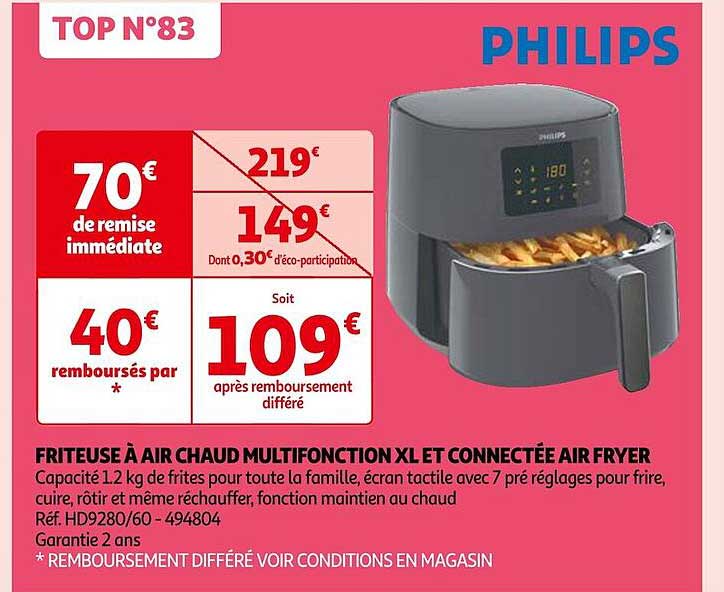 friteuse à air chaud multifonction xl et connectée air fryer philips