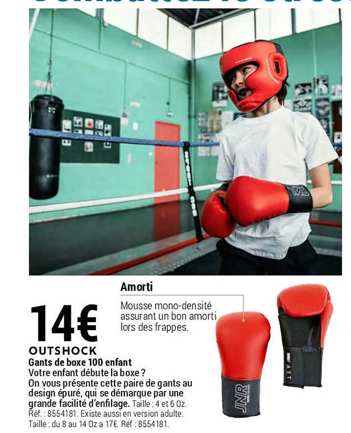 gants de boxe 100 enfant outshock