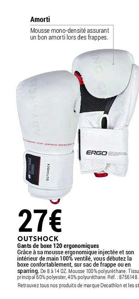 gants de boxe 120 ergonomiques outshock