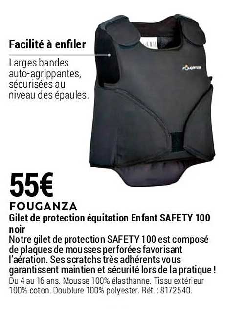 gilet de protection équitation enfant safety 100 noir