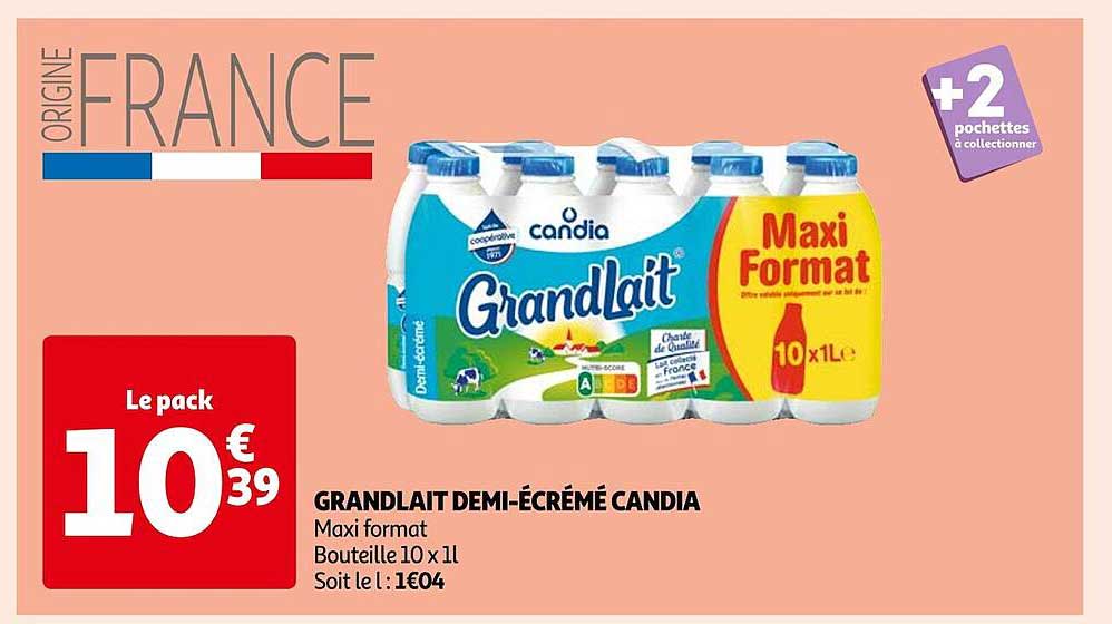 grandlait demi-écrémé candia