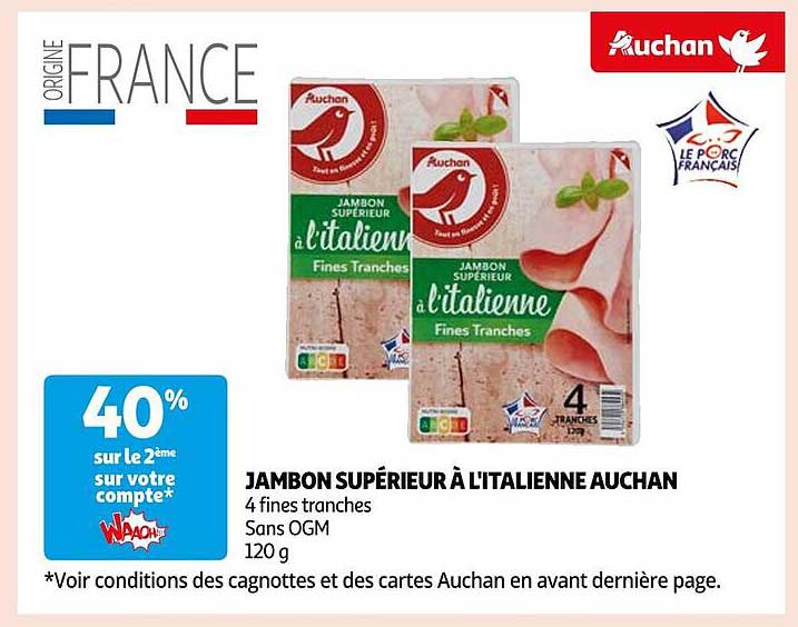 jambon supérieur à l'italienne auchan