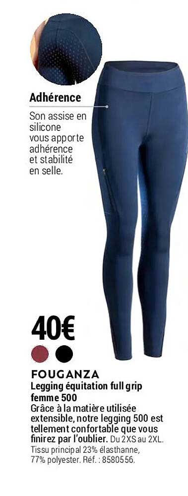 legging équitation full grip femme 500 fouganza