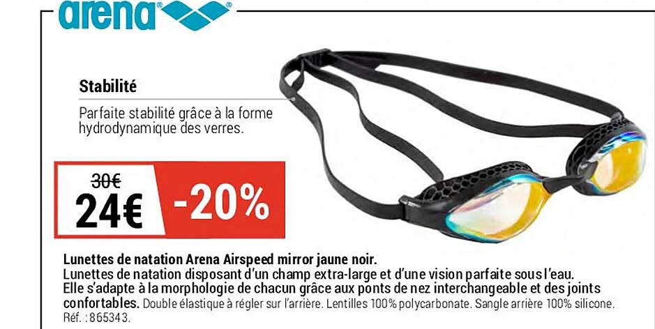 lunettes de natation arena airspeed mirror jaune noir
