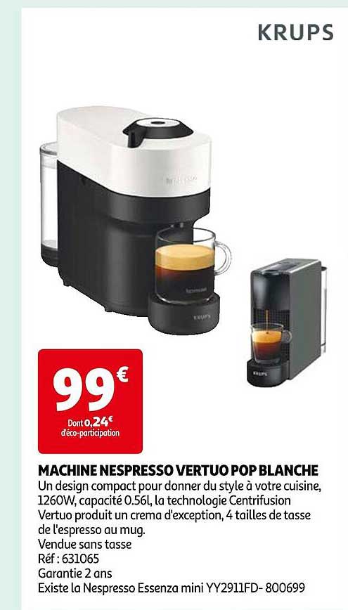 Machine Nespresso Vertuo Pop Blanche Krups