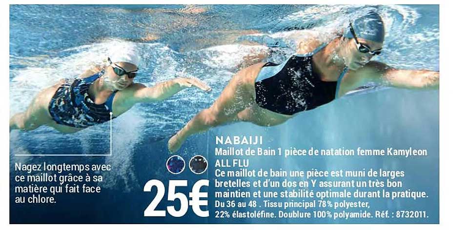 maillot de bain 1 pièce de natation femme kamyleon all flu nabaiji