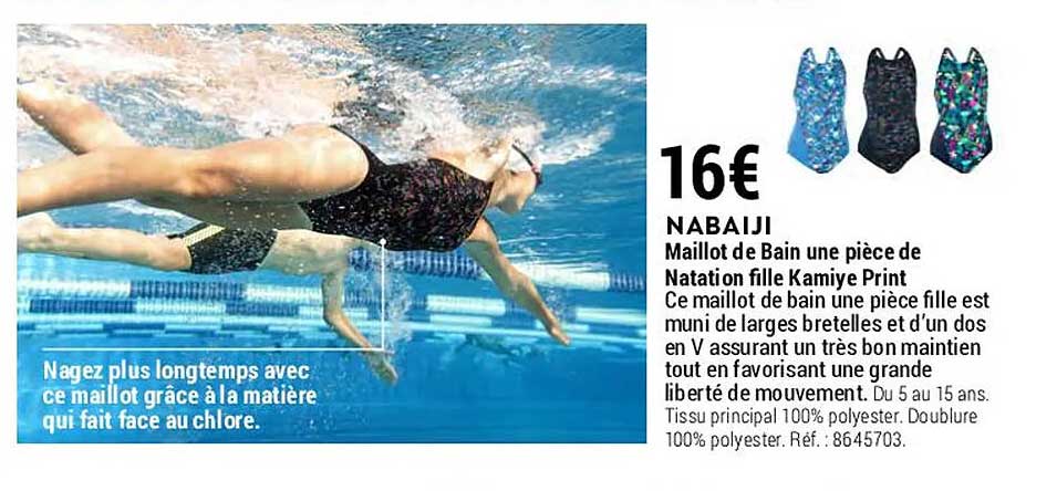 maillot de bain une pièce de natation fille kamiye print nabaiji