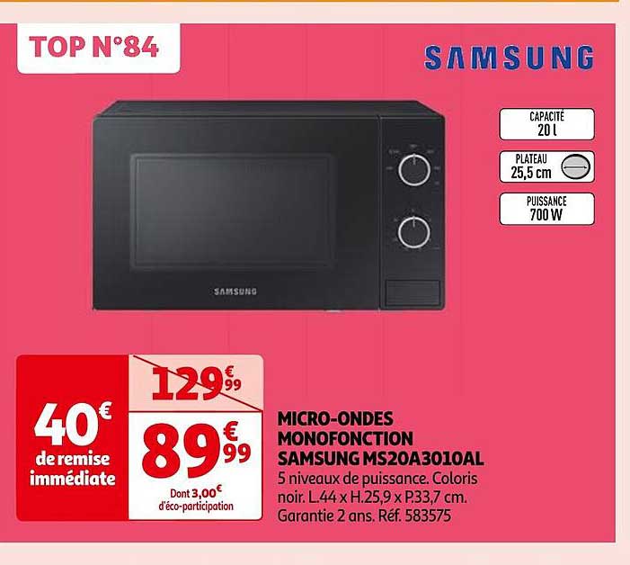 micro-ondes monofonction samsung ms20a3010al