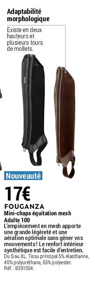 mini-chaps équitation mesh adulte 100 fouganza