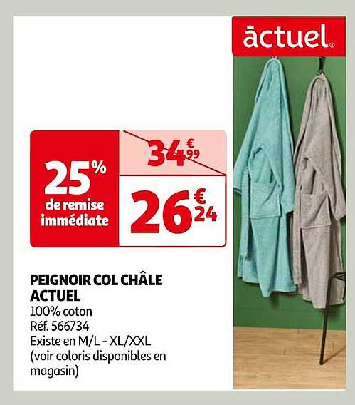 peignoir col châle actuel