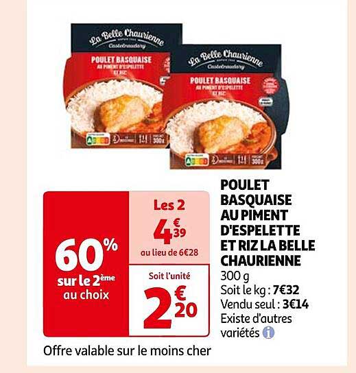 poulet basquaise au piment d'espelette et riz la belle chaurienne