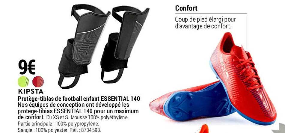 protège-tibias de football enfant essential 140 kipsta