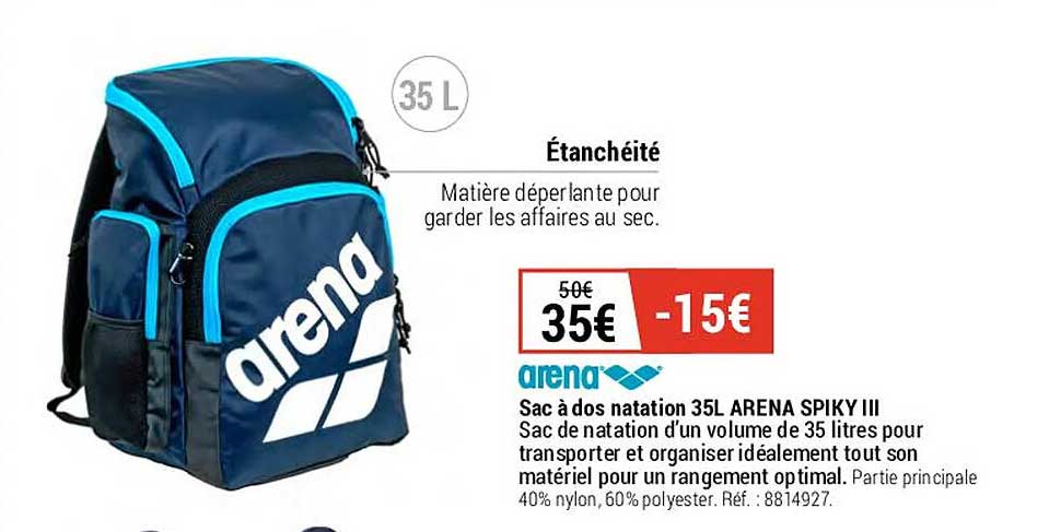 sac à dos natation 35l arena spiky III