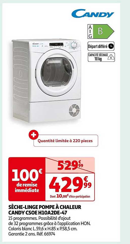 sèche-linge pompe à chaleur candy csoe h10ade-47