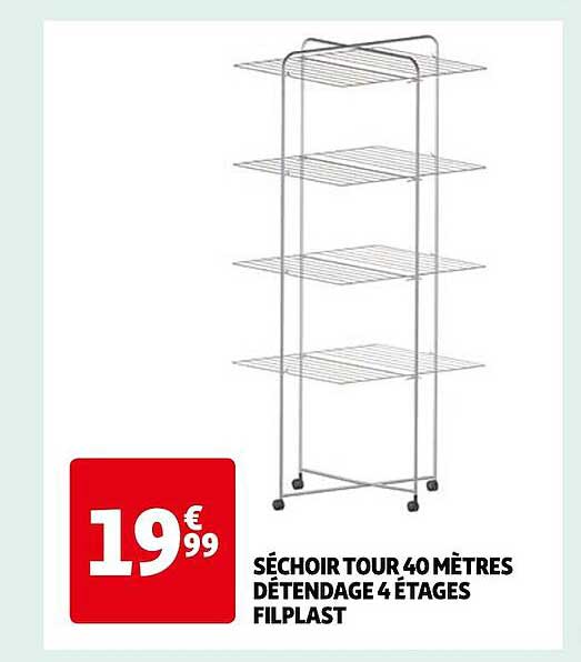 Séchoir Tour 40 Mètres Détendage 4 étages Filplast