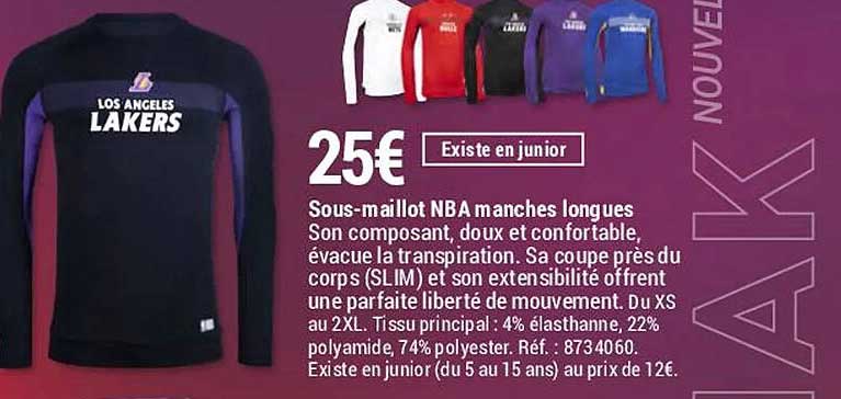 sous-maillot nba manches longues
