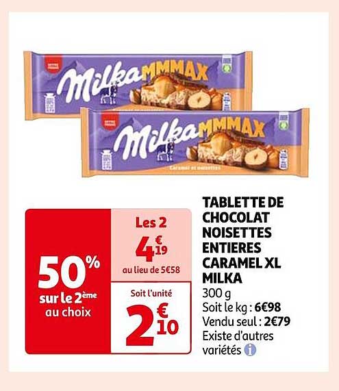 Tablette De Chocolat Noisettes Entières Caramel Xl Milka