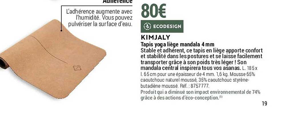 tapis yoga liège mandala 4 mm kimjaly