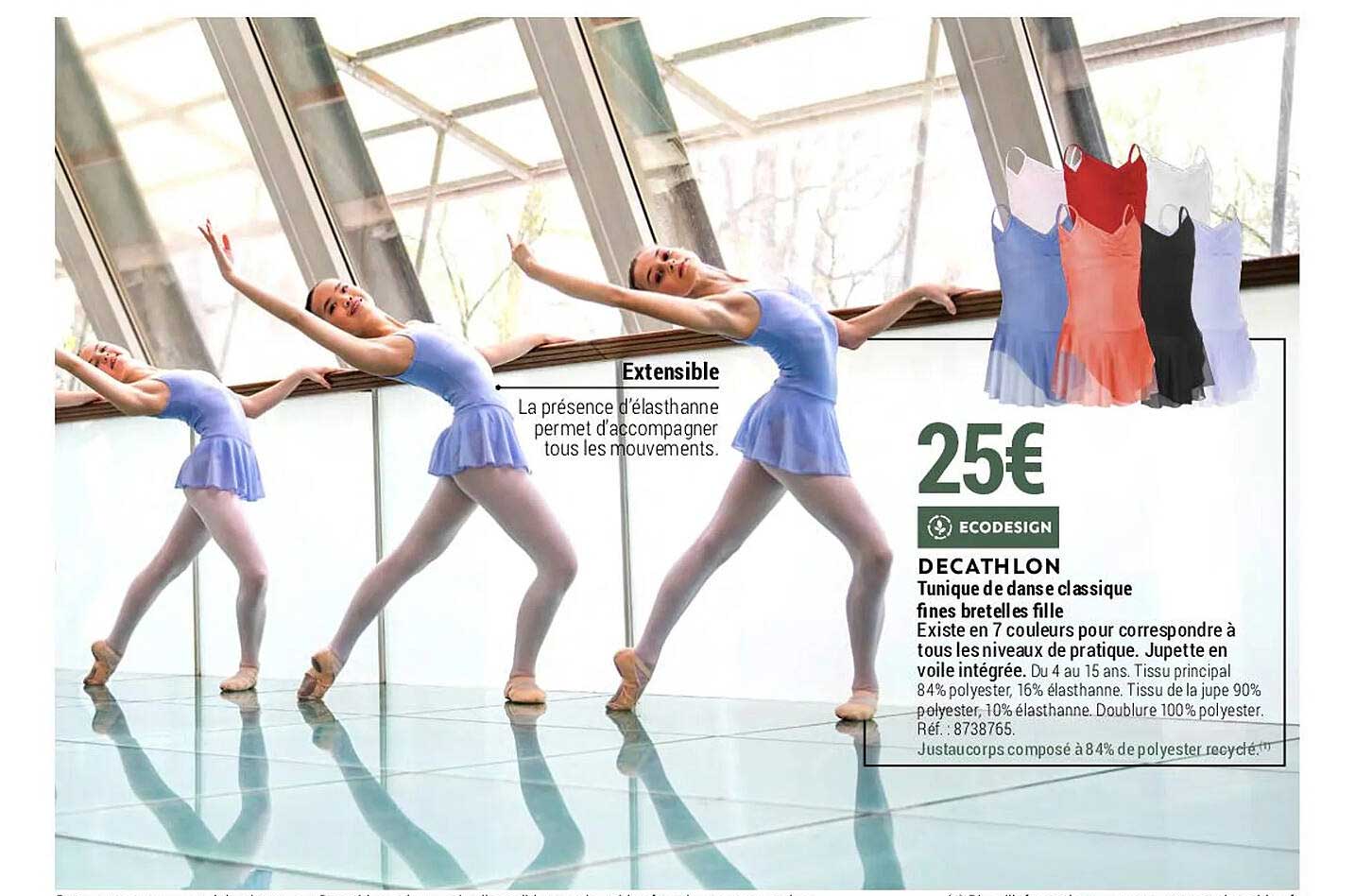 tunique de danse classique fines bretelles fille decathlon