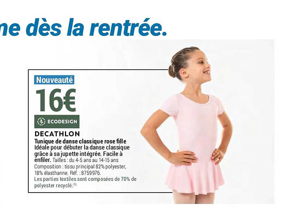 tunique de danse classique rose fille decathlon