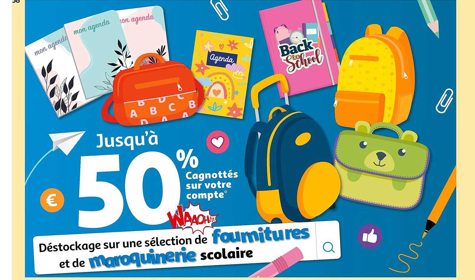 une sélection de fournitures et de maroquinerie scolaire
