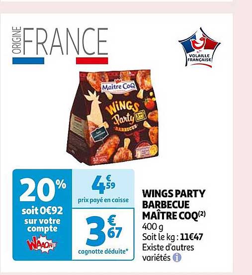 wings party barbecue maître coq