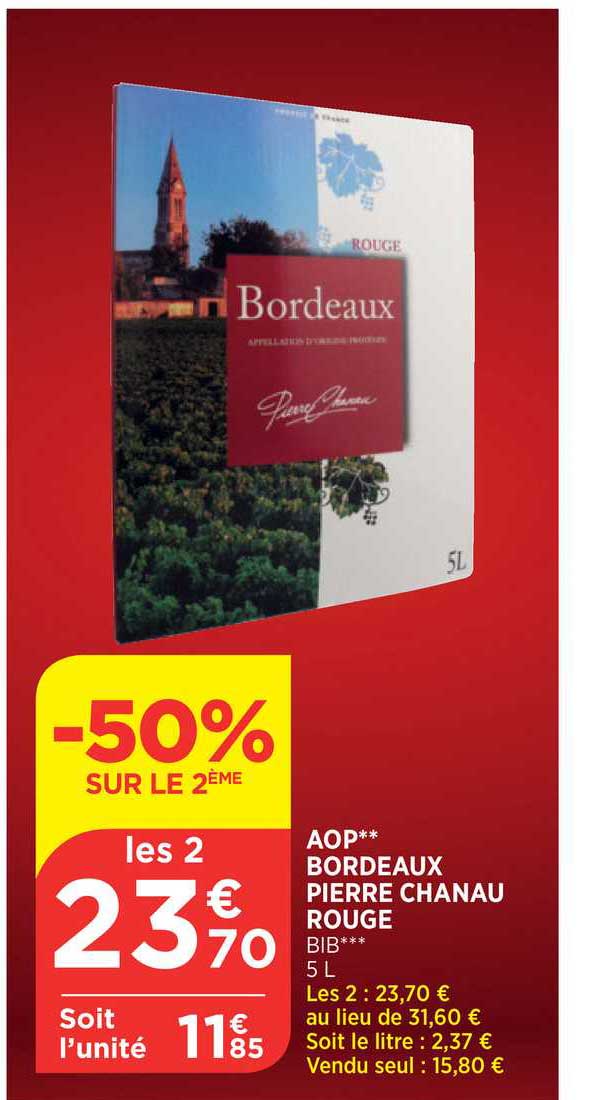 aop bordeaux pierre chanau rouge -50% sur le 2ème