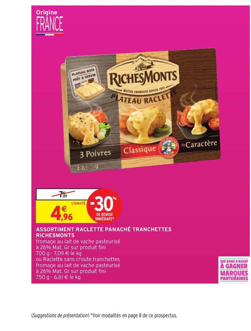 Assortiment Raclette Panaché Tranchettes Richesmonts