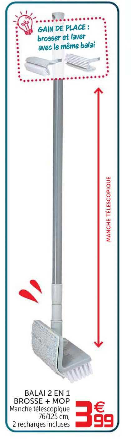 balai 2 en 1 brosse + mop