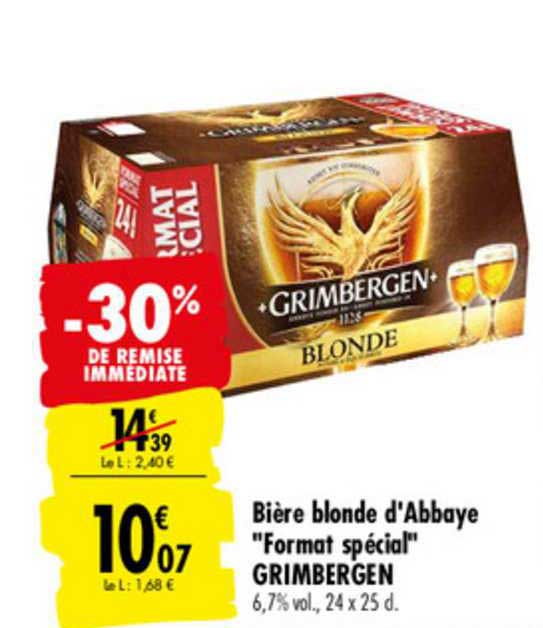 bière blonde d'abbaye "format spécial" grimbergen -30% de remise immédiate