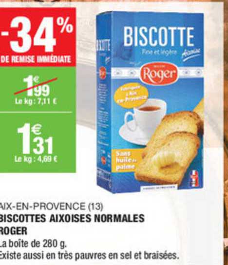 biscottes aixoises normales roger aix en provence -34% de remise immédiate