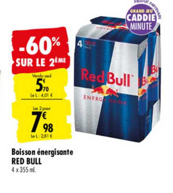 boisson énergisante red bull -60% sur le 2ème