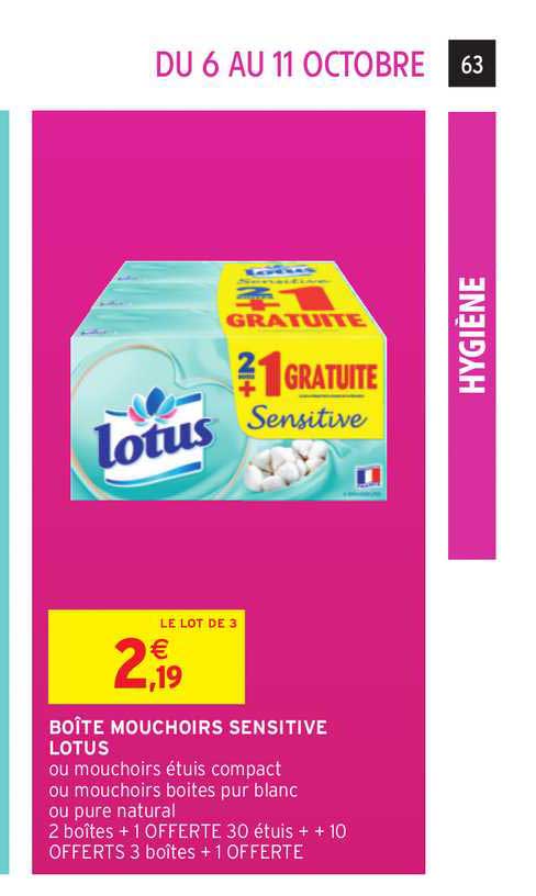 boîte mouchoirs sensitive lotus 2+1 gratuite
