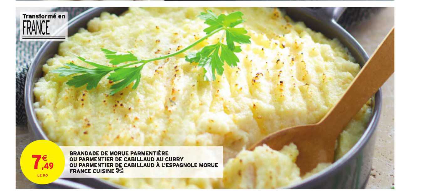 brandade de morue parmentière ou parmentier de cabillaud au curry ou parmentier de cabillaud à l'espagnole morue france cuisine