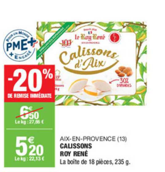 calissons roy rené aix en provence -20% de remise immédiate