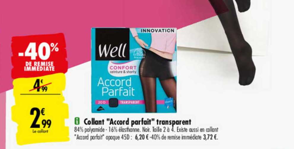 collant "accord parfait" transparent -40% de remise immédiate