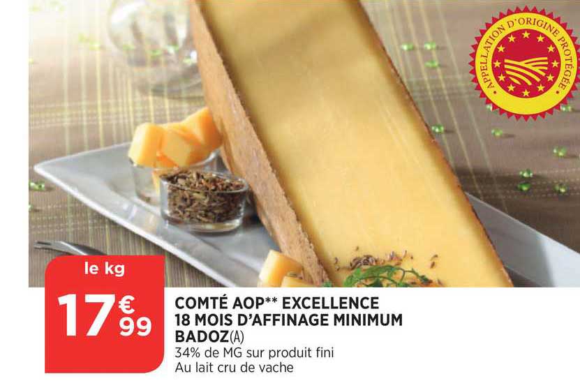 comté aop excellence 18 mois d'affinage minimum badoz