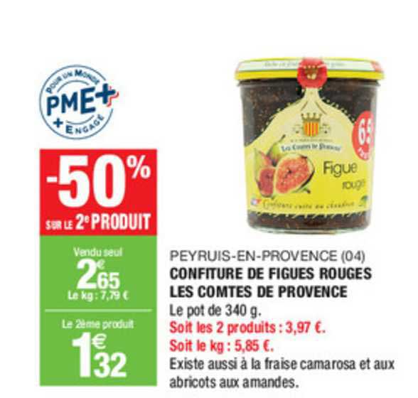 confiture de figues rouges les comtes de provence peyrus en provence -50% sur le 2e produit