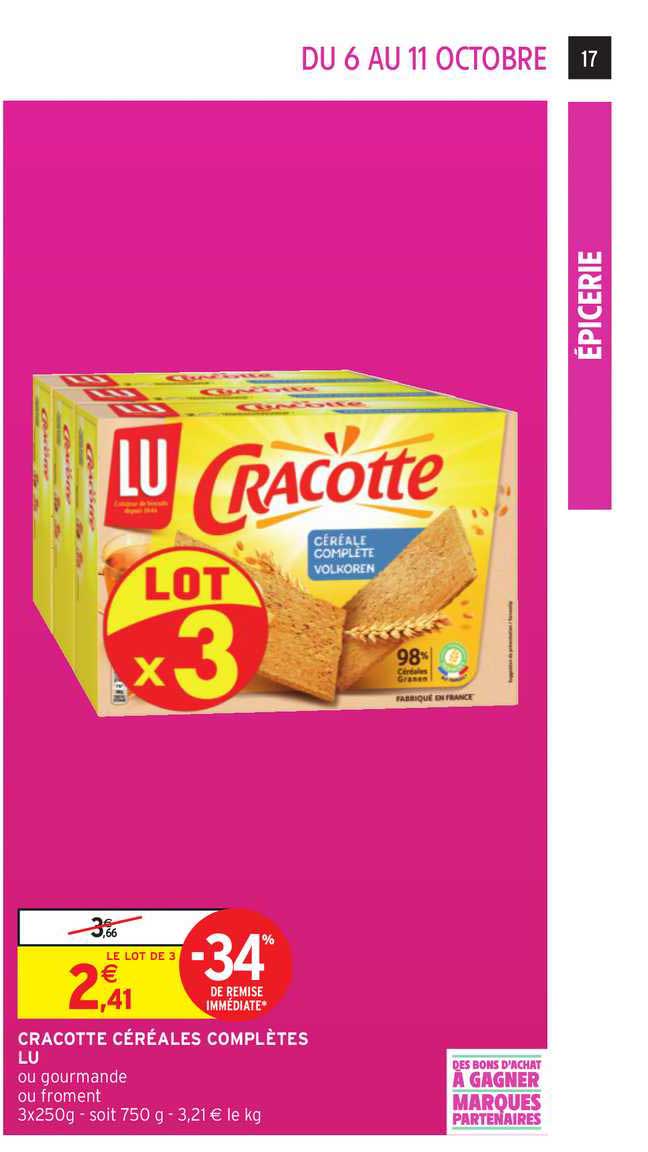 cracotte céréales complètes lu -34% de remise immédiate