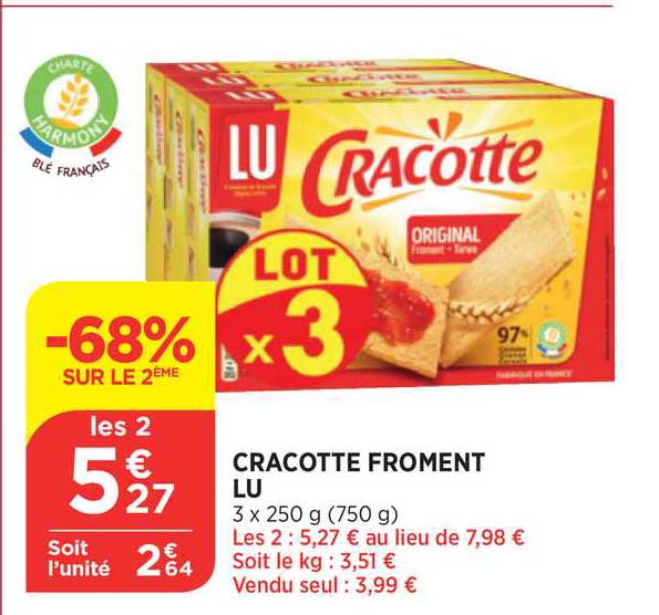 Cracotte Froment Lu -68% Sur Le 2ème