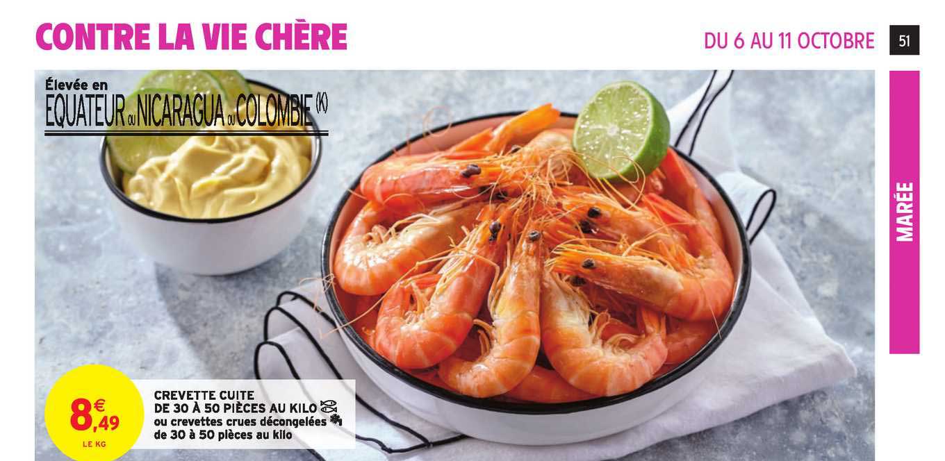 crevette cuite de 30 à 50 pièces au kilo