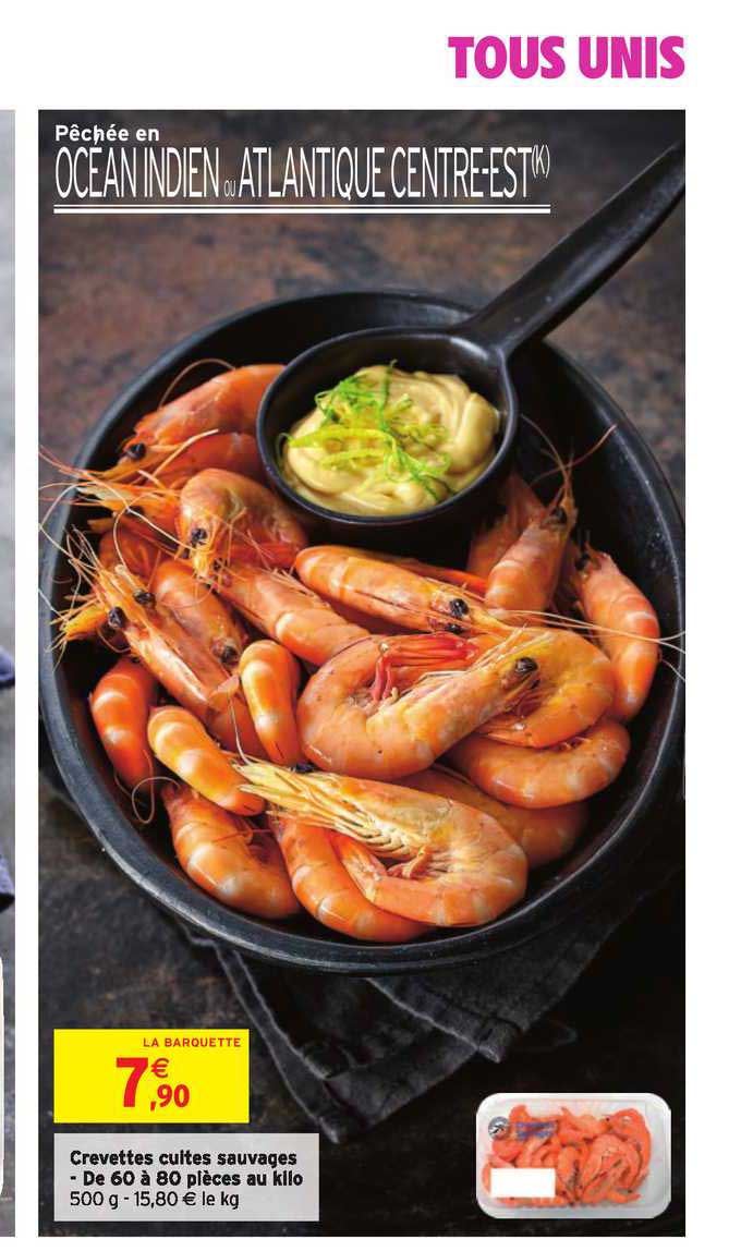 Crevettes Cuites Sauvages De 60 à 80 Pièces Au Kilo