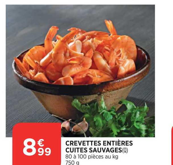 Crevettes Entières Cuites Sauvages