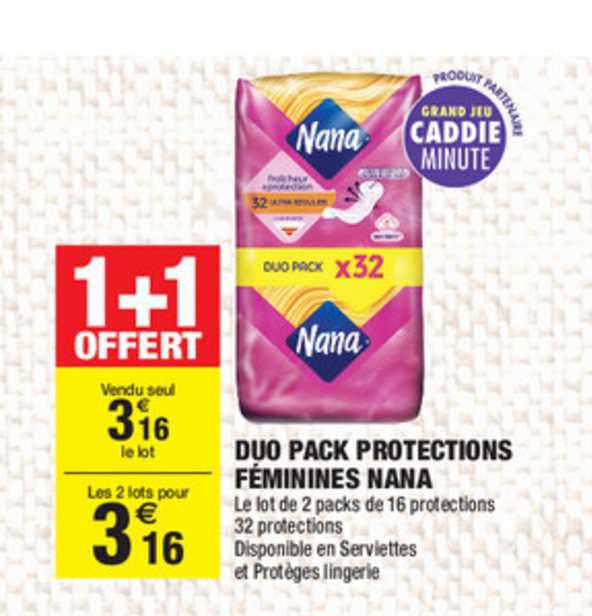 duo pack protections féminines nana 1+1 offert